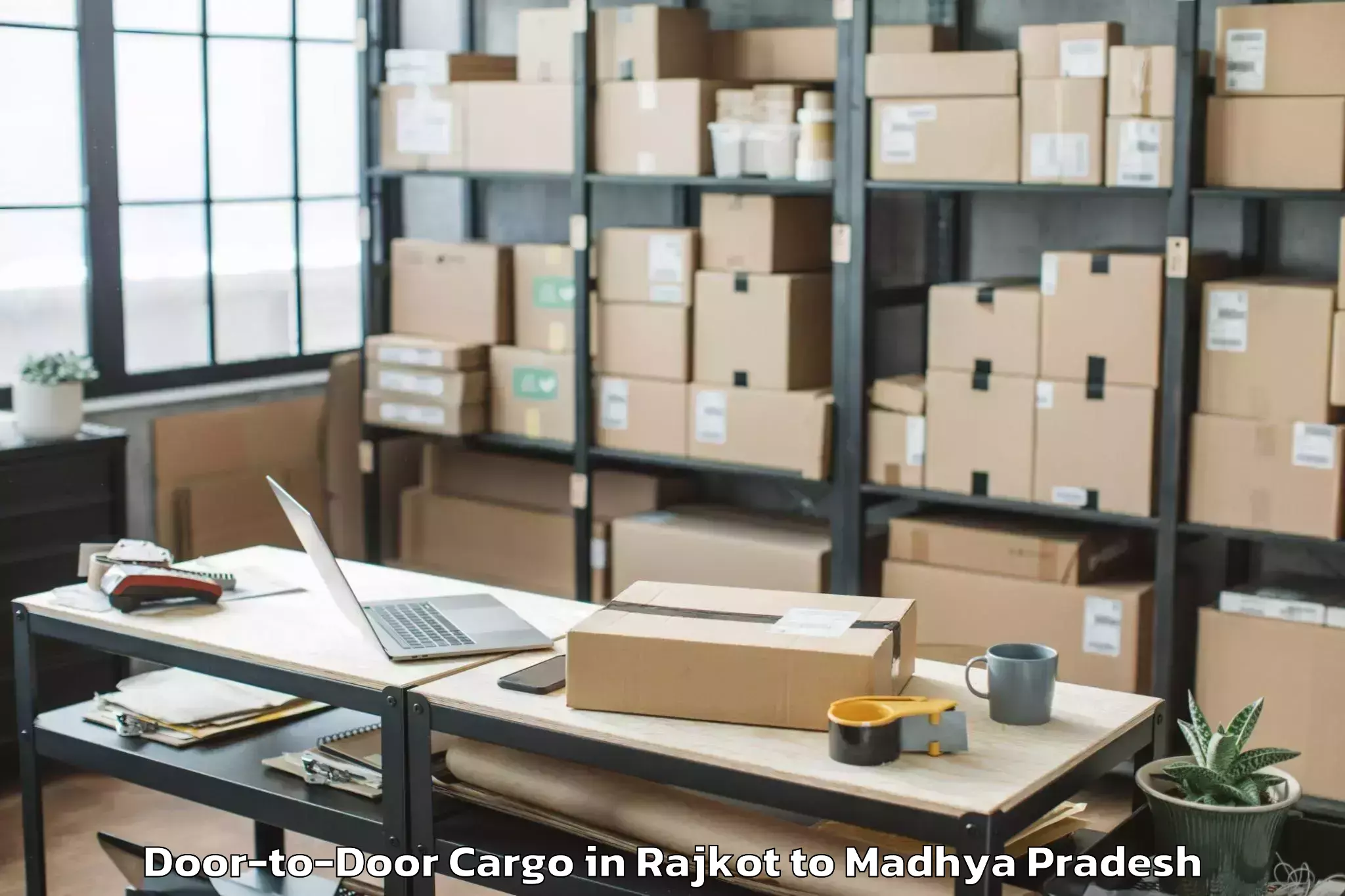 Top Rajkot to Abhilashi University Satna Door To Door Cargo Available